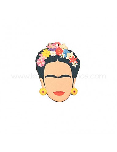 Colgante de Madera Cara de Frida Kahlo 41x54mm